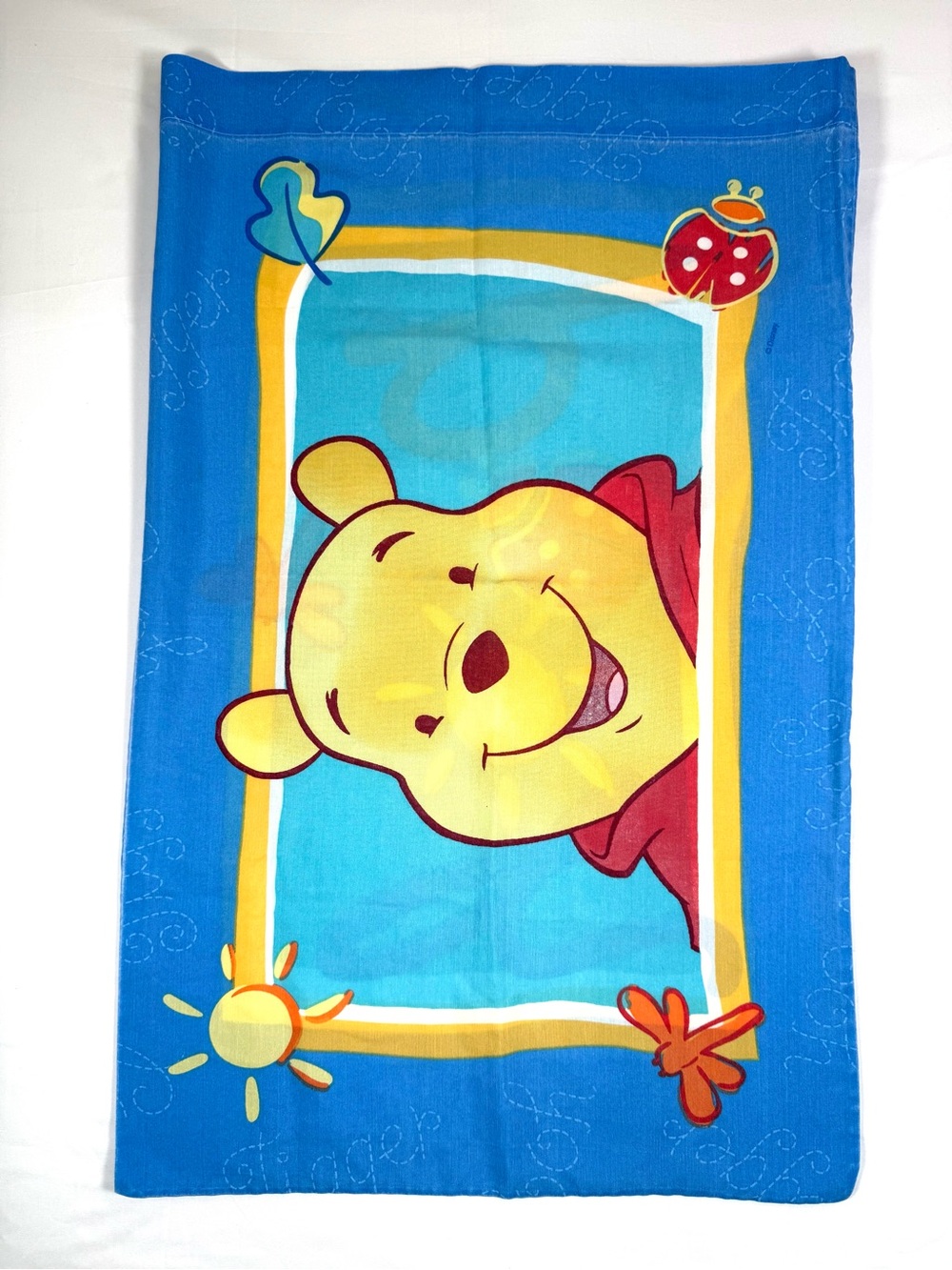 VINTAGE DISNEY Winnie The Pooh Standard Pillowcase Reversible USA 90s Classic